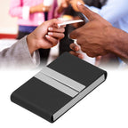 Large Capacity Business Card Holder Pocket Name Card Box Case for Men Double OpenBlack 400#