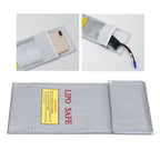 Lithium Ion Battery Safe Bag Fireproof Explosion Proof Storage Bag Protector 10x20cm