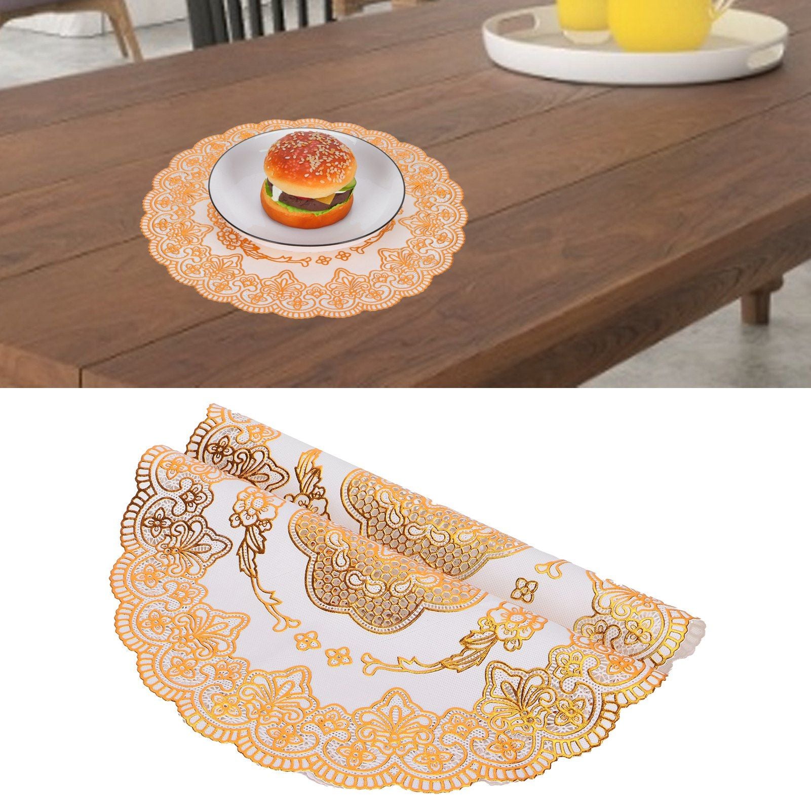 2PCS 30cmx30cm Table Mats Gold Dining Table Placemats for Wedding Party SuppliesStyle 01