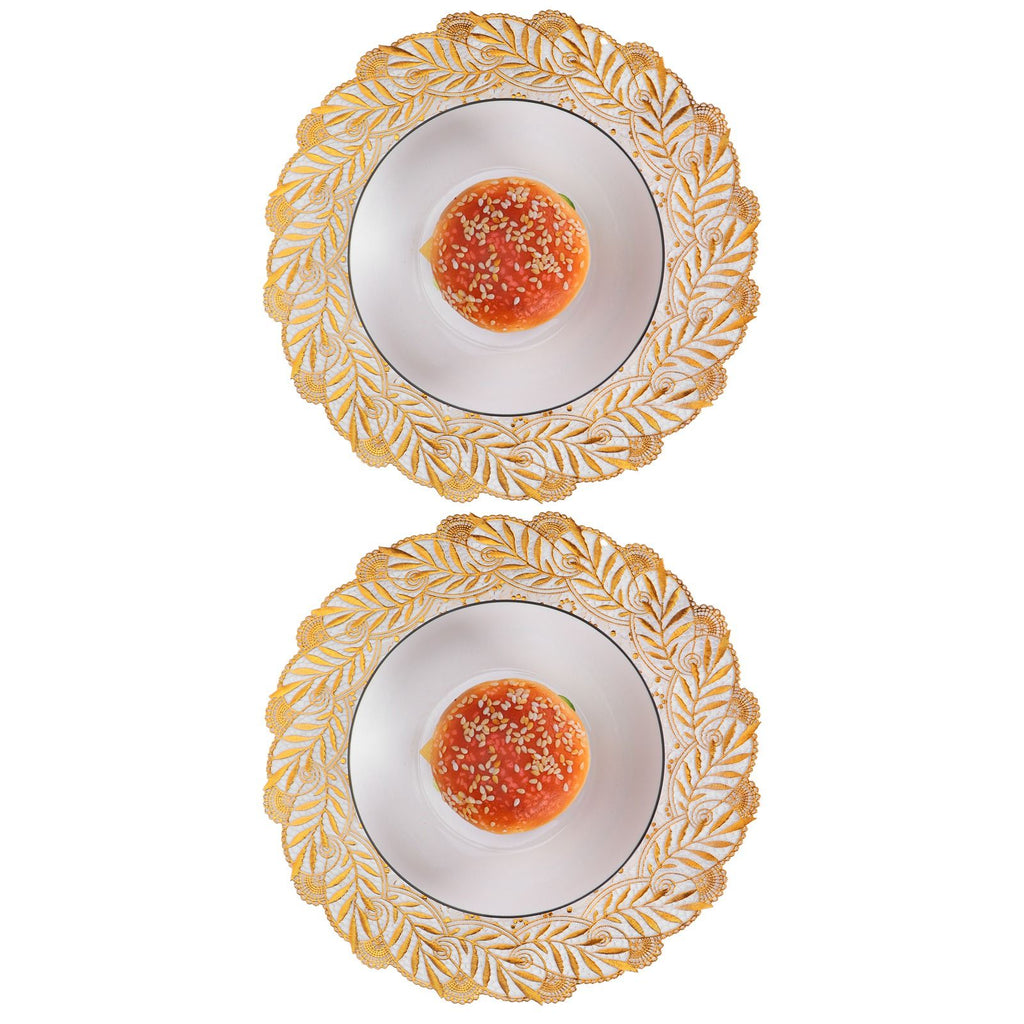 2PCS 30cmx30cm Table Mats Gold Dining Table Placemats for Wedding Party SuppliesStyle 02