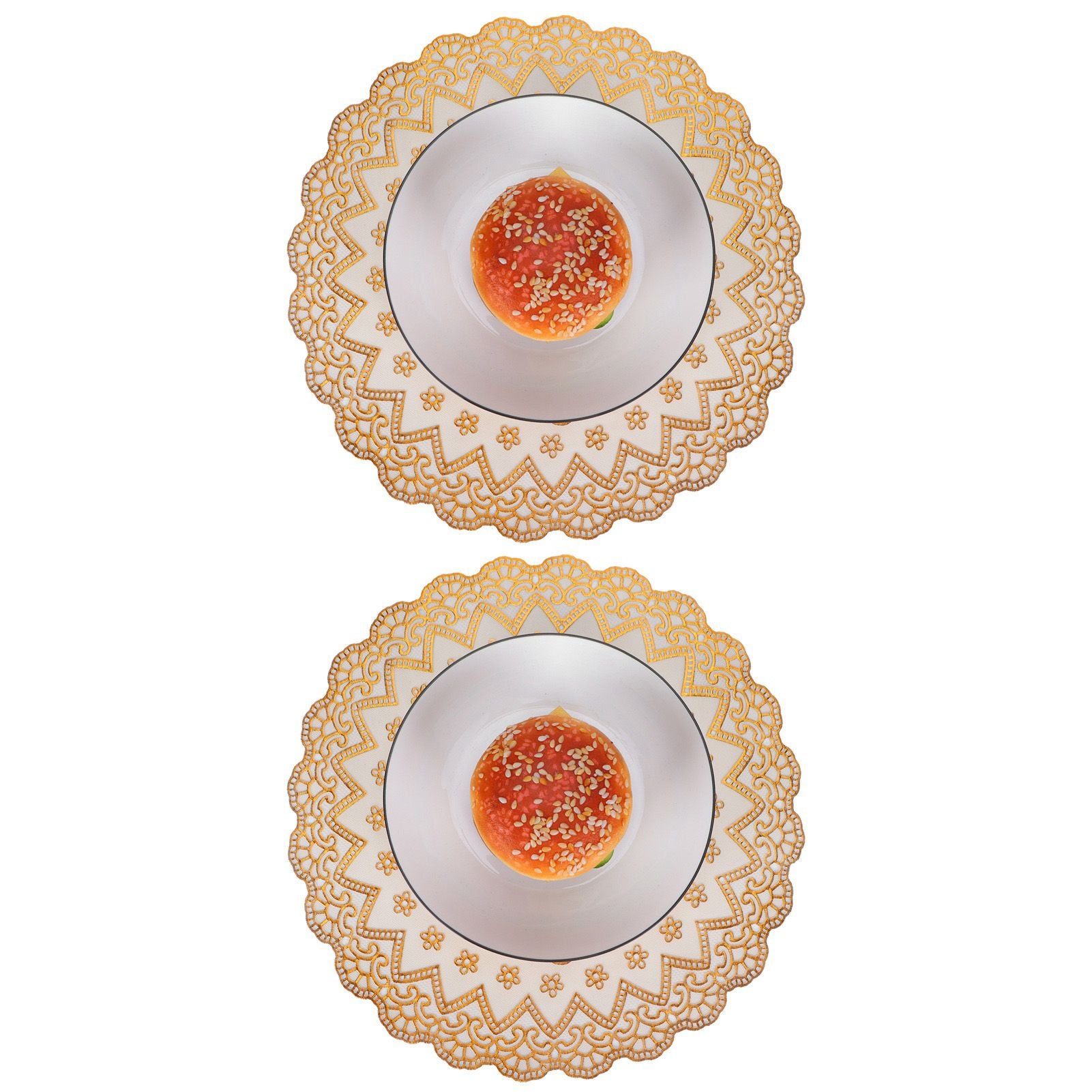 2PCS 30cmx30cm Table Mats Gold Dining Table Placemats for Wedding Party SuppliesStyle 03