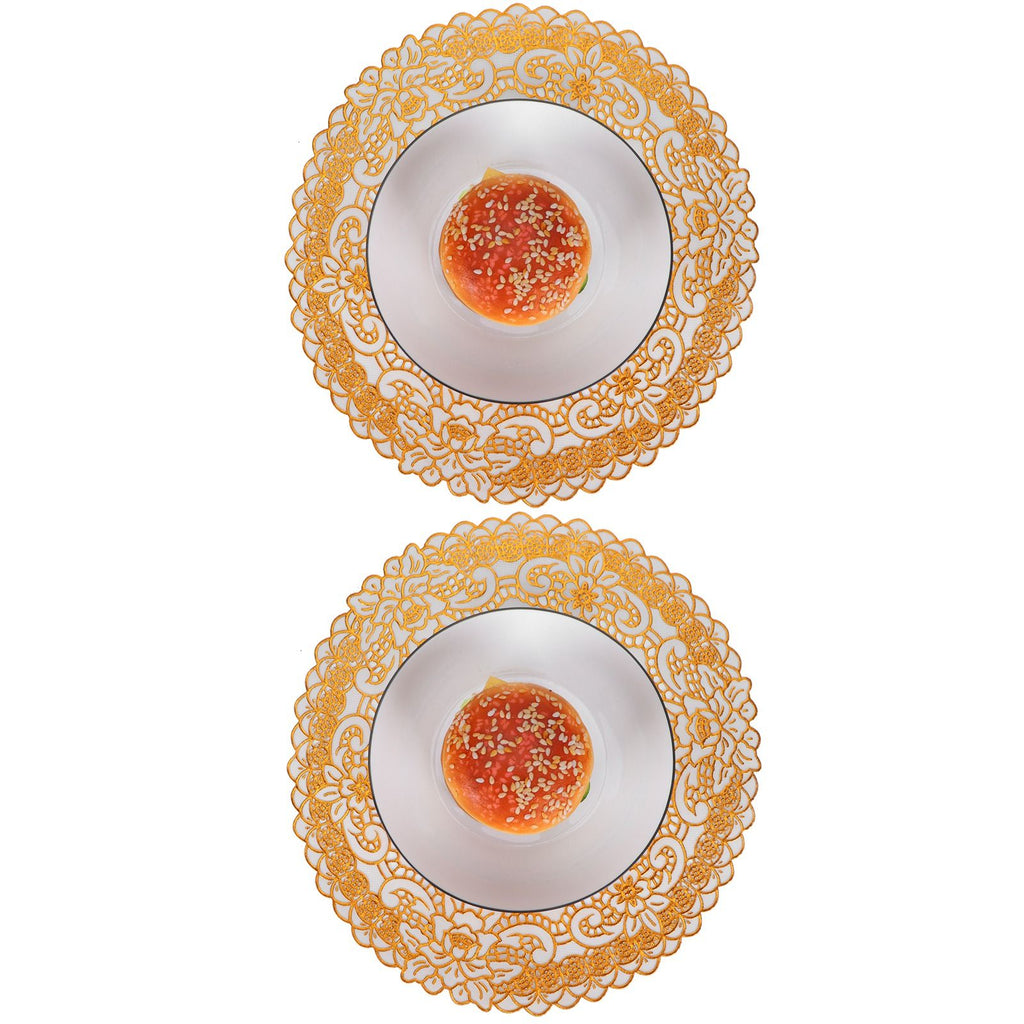 2PCS 30cmx30cm Table Mats Gold Dining Table Placemats for Wedding Party SuppliesStyle 04
