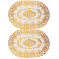 2Pcs PVC Table Mat Gold Placemats Cup Coaster Pad Kitchen Restaurant Wedding DecorationOval 01