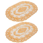 2Pcs PVC Table Mat Gold Placemats Cup Coaster Pad Kitchen Restaurant Wedding DecorationOval 01