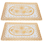2PCS 30cmx45cm PVC Table Mat Gold Placemats Cup Coaster Pad Kitchen Wedding DecorationStyle 1
