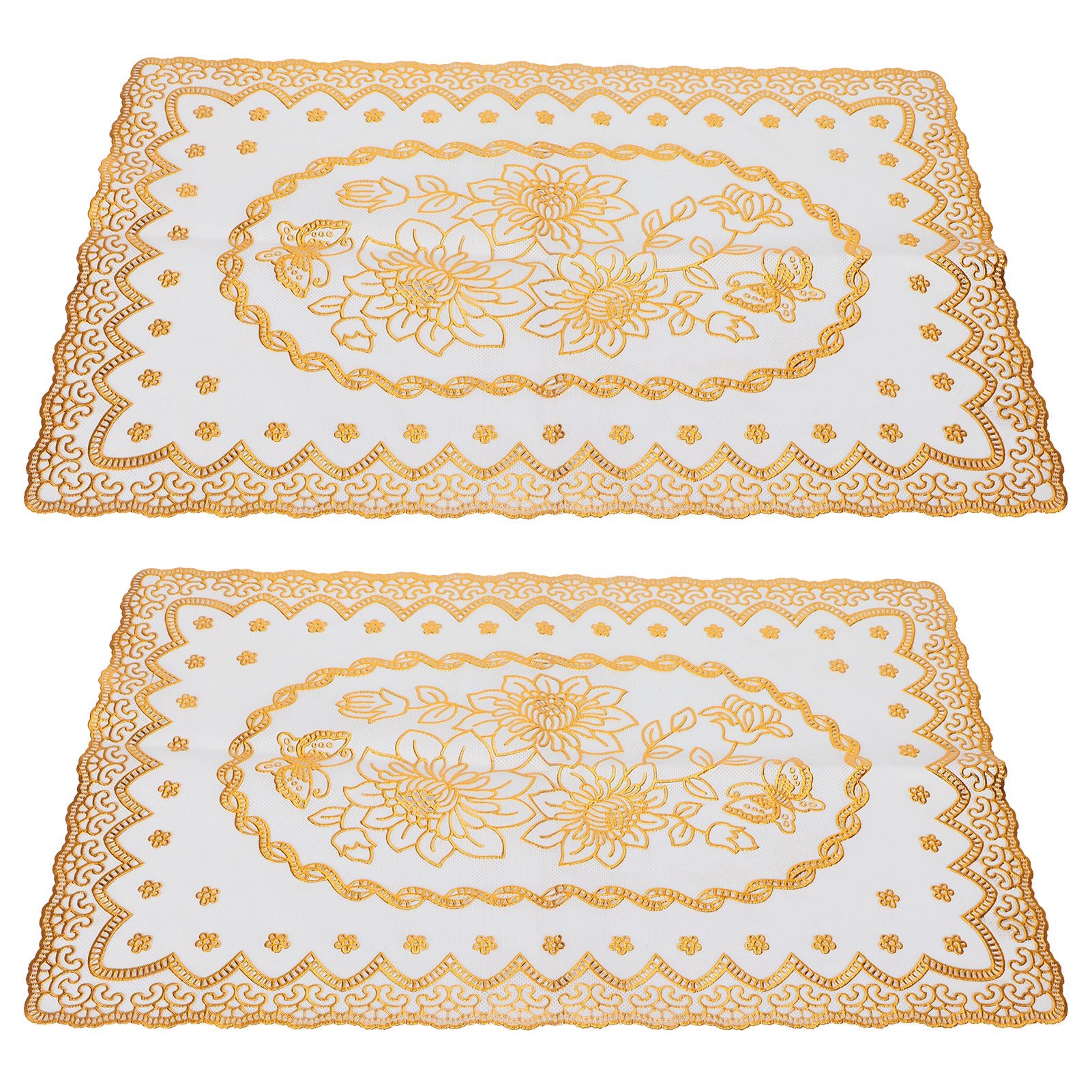 2PCS 30cmx45cm PVC Table Mat Gold Placemats Cup Coaster Pad Kitchen Wedding DecorationStyle 1