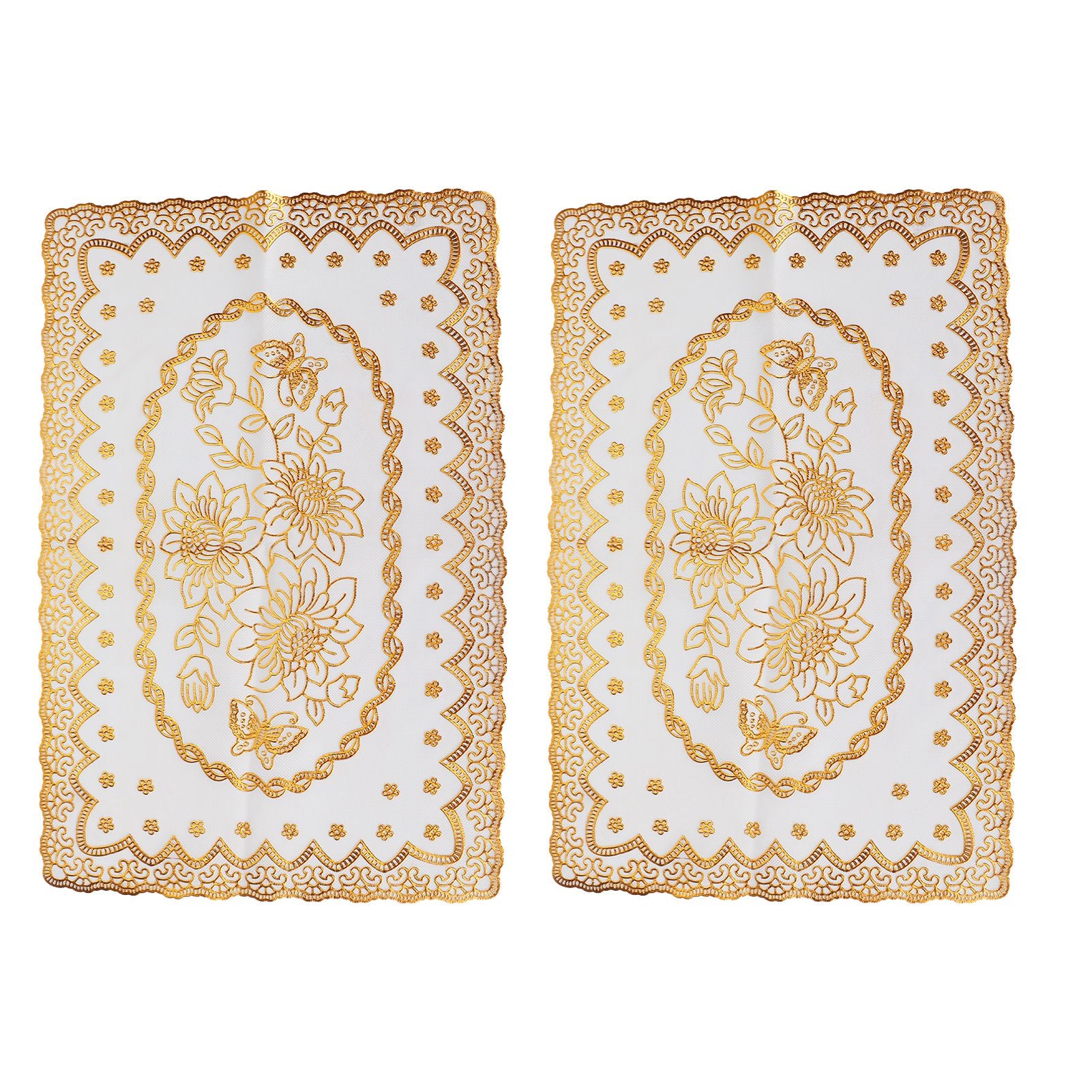 2PCS 30cmx45cm PVC Table Mat Gold Placemats Cup Coaster Pad Kitchen Wedding DecorationStyle 1