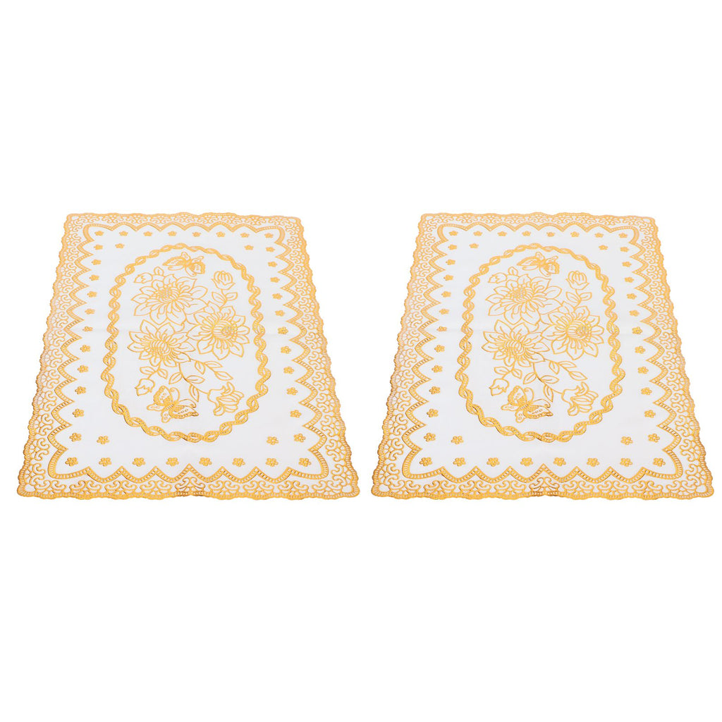 2PCS 30cmx45cm PVC Table Mat Gold Placemats Cup Coaster Pad Kitchen Wedding DecorationStyle 1