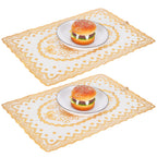 2PCS 30cmx45cm PVC Table Mat Gold Placemats Cup Coaster Pad Kitchen Wedding DecorationStyle 1