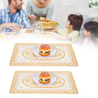 2PCS 30cmx45cm PVC Table Mat Gold Placemats Cup Coaster Pad Kitchen Wedding DecorationStyle 1