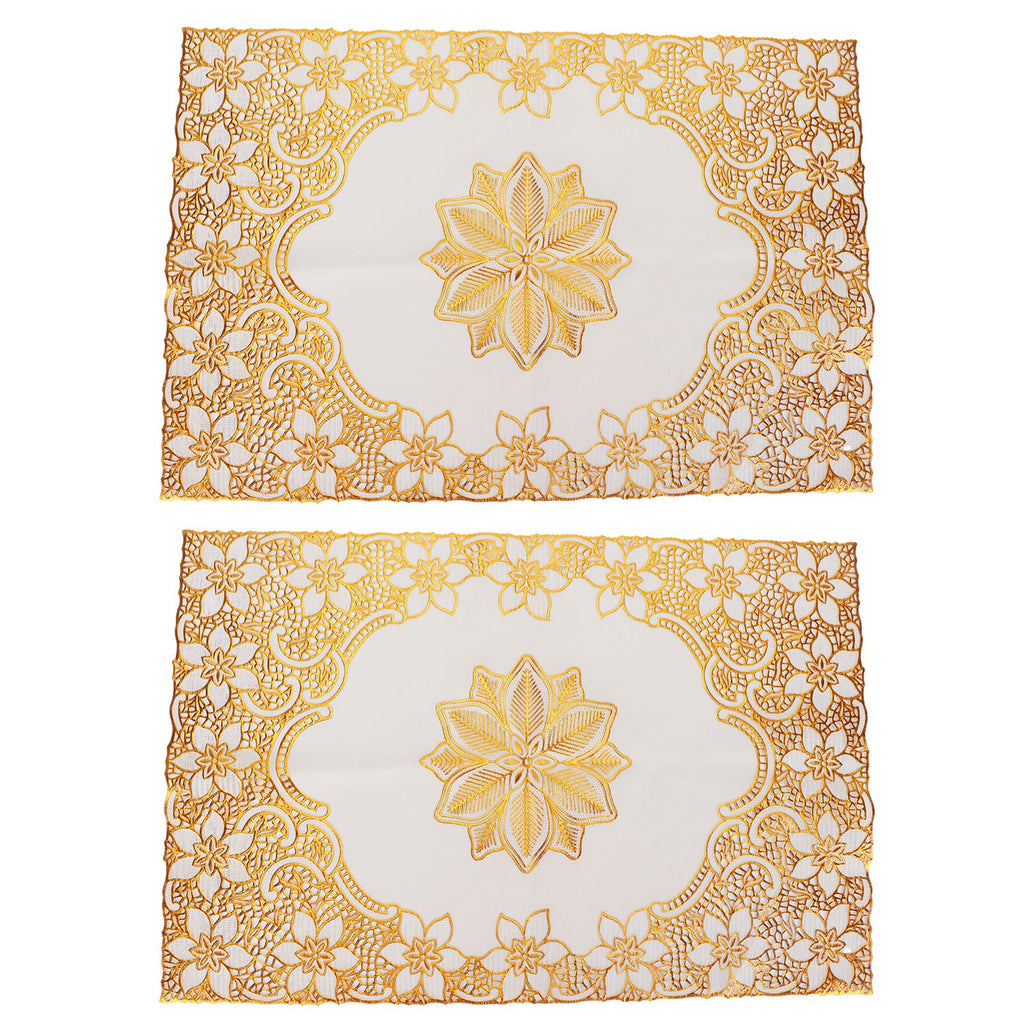 2PCS 30cmx45cm PVC Table Mat Gold Placemats Cup Coaster Pad Kitchen Wedding DecorationStyle 2