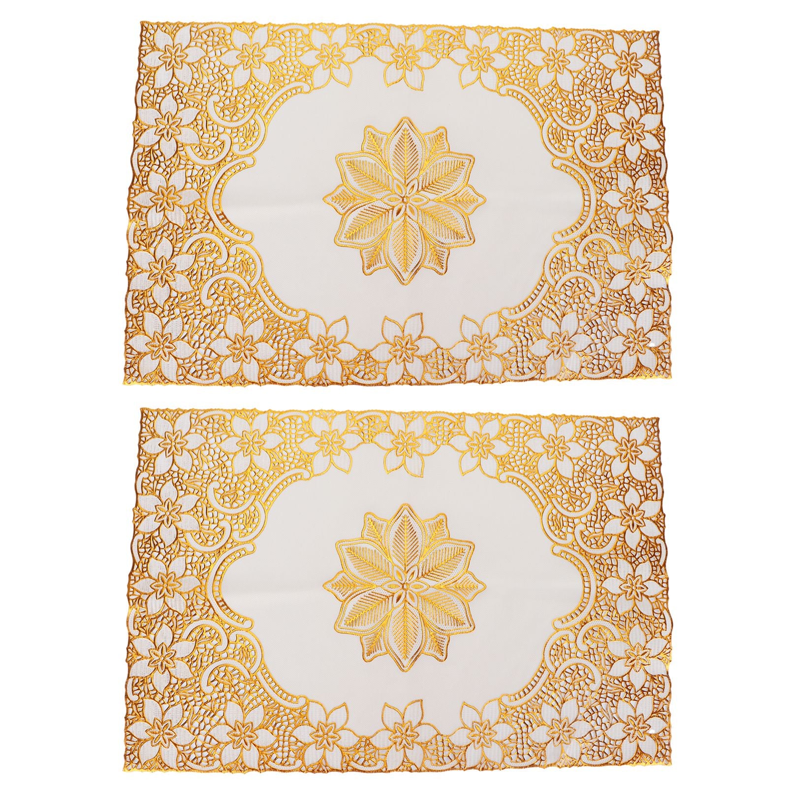 2PCS 30cmx45cm PVC Table Mat Gold Placemats Cup Coaster Pad Kitchen Wedding DecorationStyle 2