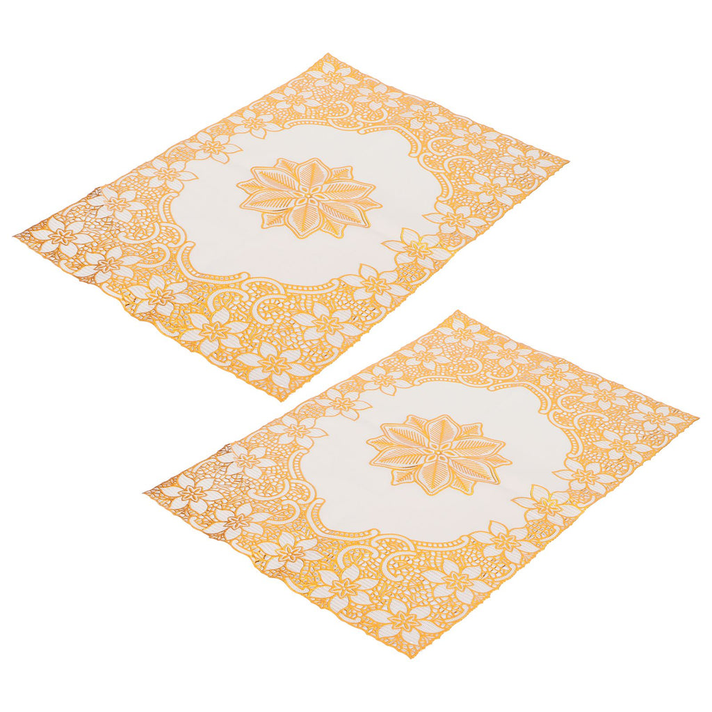 2PCS 30cmx45cm PVC Table Mat Gold Placemats Cup Coaster Pad Kitchen Wedding DecorationStyle 2
