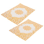 2PCS 30cmx45cm PVC Table Mat Gold Placemats Cup Coaster Pad Kitchen Wedding DecorationStyle 2