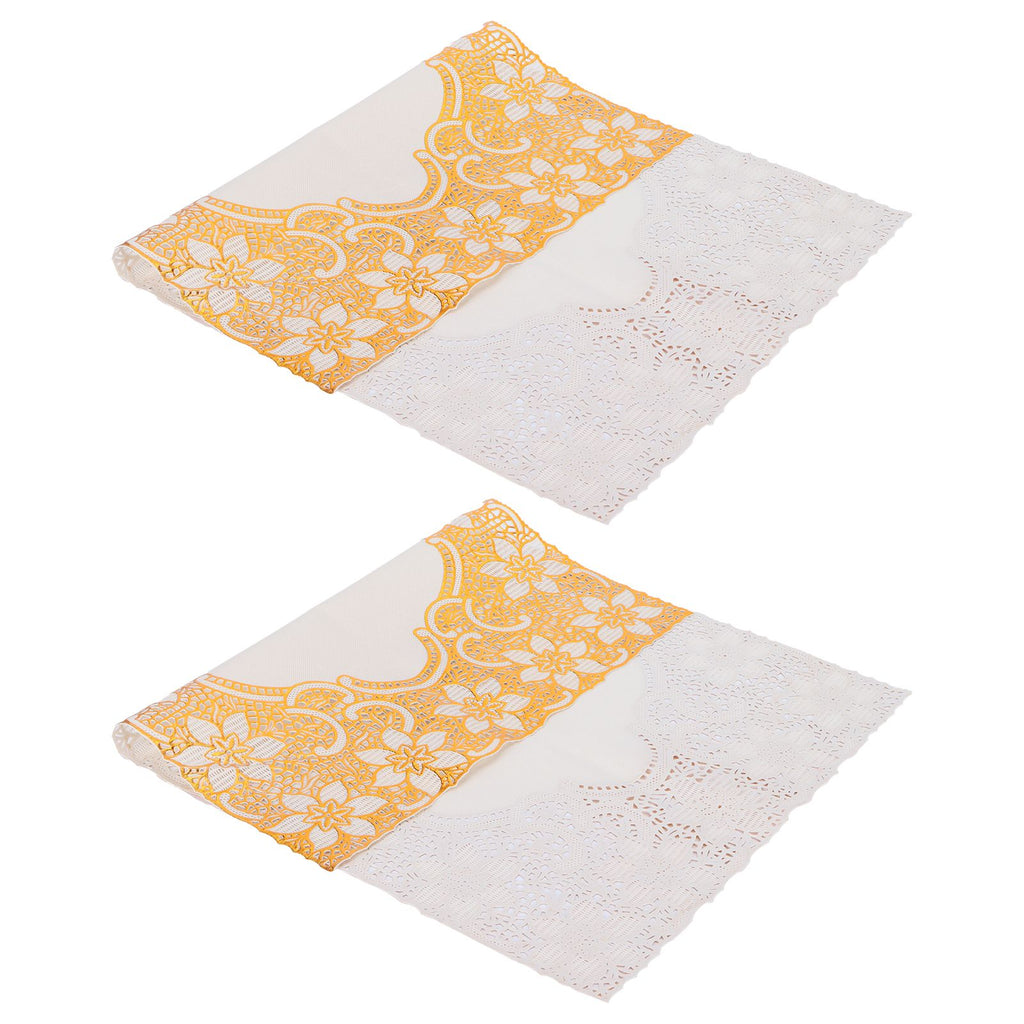 2PCS 30cmx45cm PVC Table Mat Gold Placemats Cup Coaster Pad Kitchen Wedding DecorationStyle 2