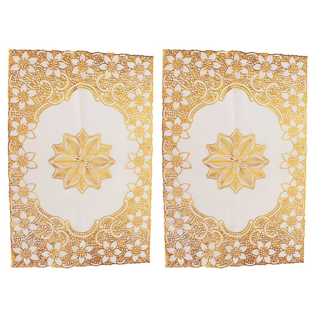 2PCS 30cmx45cm PVC Table Mat Gold Placemats Cup Coaster Pad Kitchen Wedding DecorationStyle 2