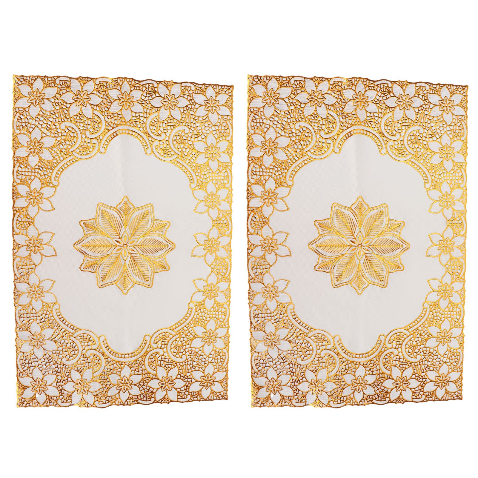 2PCS 30cmx45cm PVC Table Mat Gold Placemats Cup Coaster Pad Kitchen Wedding DecorationStyle 2