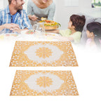2PCS 30cmx45cm PVC Table Mat Gold Placemats Cup Coaster Pad Kitchen Wedding DecorationStyle 2