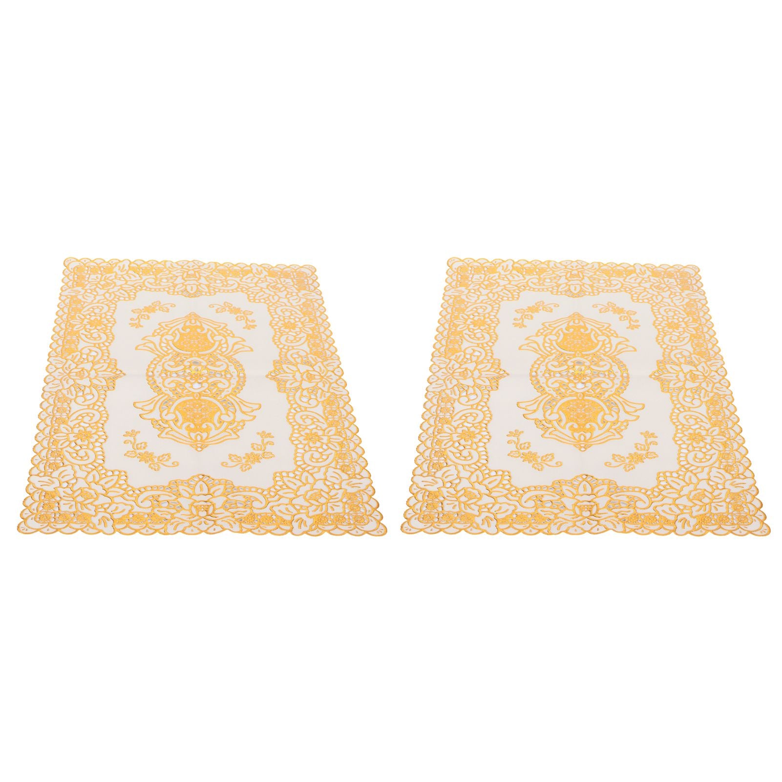 2PCS 30cmx45cm PVC Table Mat Gold Placemats Cup Coaster Pad Kitchen Wedding DecorationStyle 3