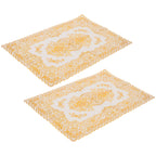2PCS 30cmx45cm PVC Table Mat Gold Placemats Cup Coaster Pad Kitchen Wedding DecorationStyle 3
