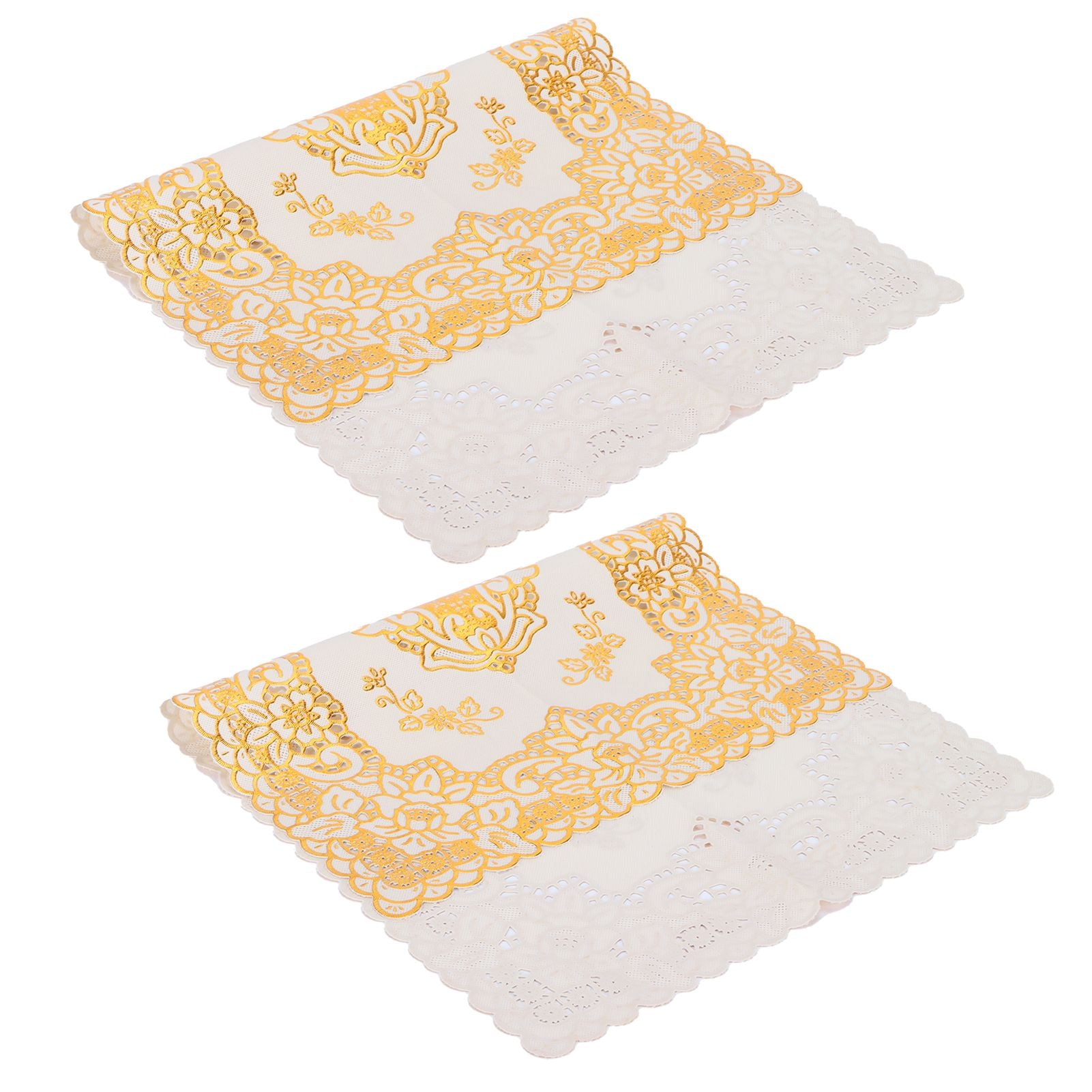 2PCS 30cmx45cm PVC Table Mat Gold Placemats Cup Coaster Pad Kitchen Wedding DecorationStyle 3