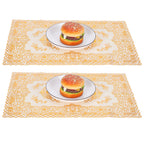 2PCS 30cmx45cm PVC Table Mat Gold Placemats Cup Coaster Pad Kitchen Wedding DecorationStyle 3