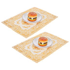 2PCS 30cmx45cm PVC Table Mat Gold Placemats Cup Coaster Pad Kitchen Wedding DecorationStyle 3
