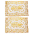 2PCS 30cmx45cm PVC Table Mat Gold Placemats Cup Coaster Pad Kitchen Wedding DecorationStyle 3