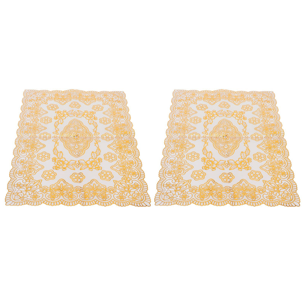 2PCS 30cmx45cm PVC Table Mat Gold Placemats Cup Coaster Pad Kitchen Wedding DecorationStyle 4