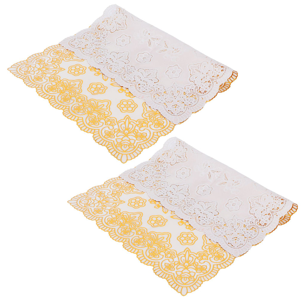 2PCS 30cmx45cm PVC Table Mat Gold Placemats Cup Coaster Pad Kitchen Wedding DecorationStyle 4