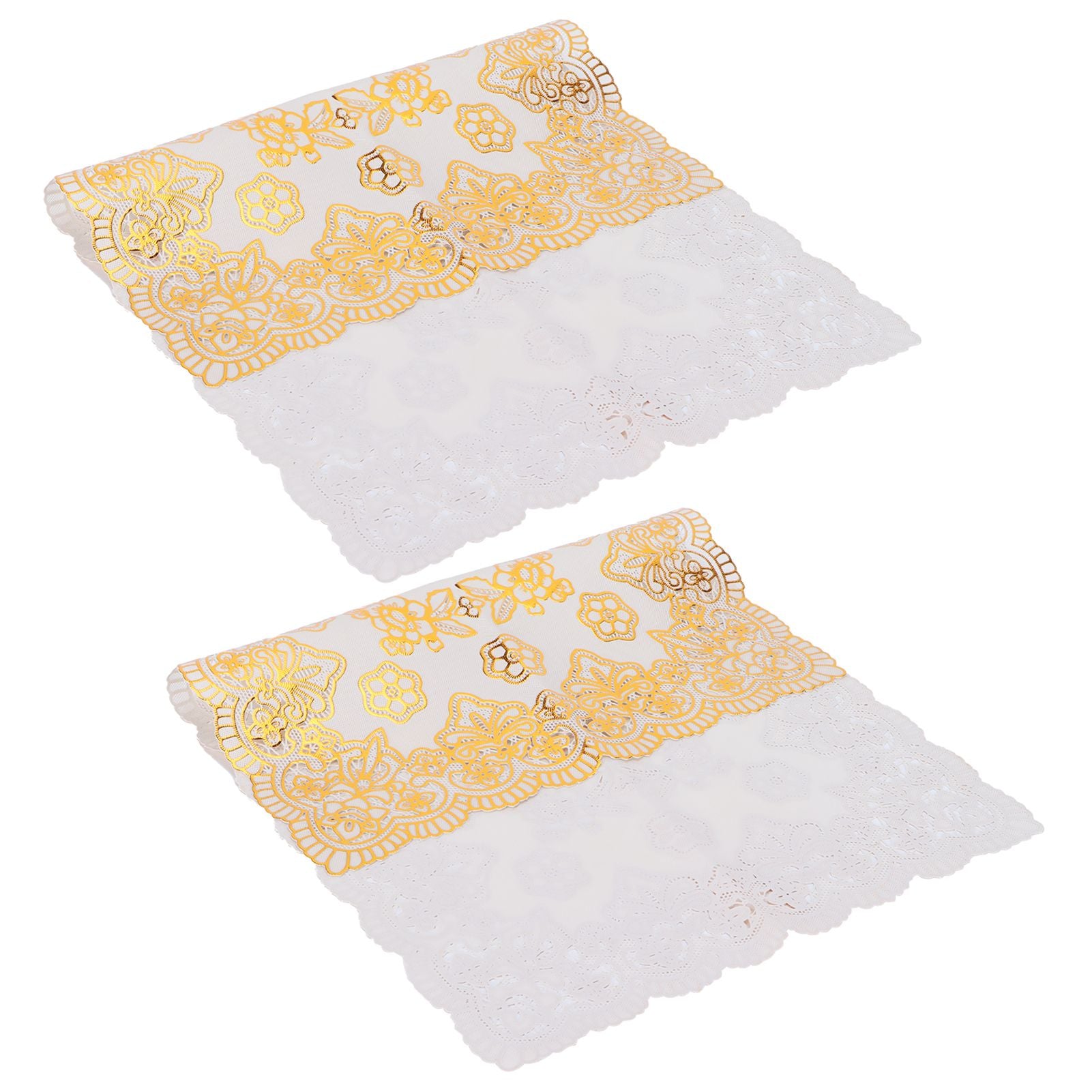 2PCS 30cmx45cm PVC Table Mat Gold Placemats Cup Coaster Pad Kitchen Wedding DecorationStyle 4