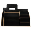 Wood Desktop Organizer Innovative Cosmetics Stationery Storage Rack for Home OfficeBlack