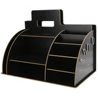 Wood Desktop Organizer Innovative Cosmetics Stationery Storage Rack for Home OfficeBlack