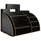 Wood Desktop Organizer Innovative Cosmetics Stationery Storage Rack for Home OfficeBlack