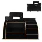 Wood Desktop Organizer Innovative Cosmetics Stationery Storage Rack for Home OfficeBlack