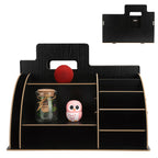 Wood Desktop Organizer Innovative Cosmetics Stationery Storage Rack for Home OfficeBlack