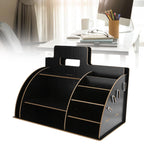 Wood Desktop Organizer Innovative Cosmetics Stationery Storage Rack for Home OfficeBlack
