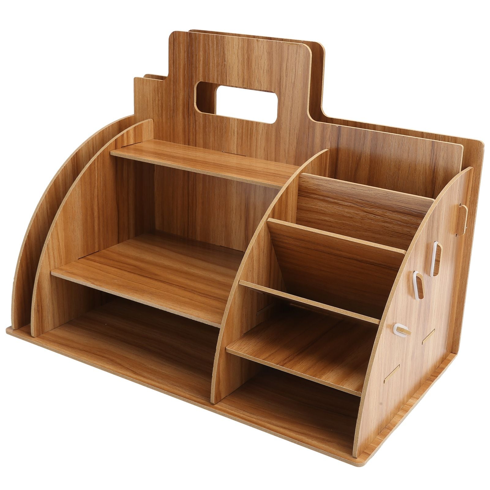 Wood Desktop Organizer Innovative Cosmetics Stationery Storage Rack for Home OfficeCherry Wood Color