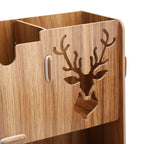 Desktop Organizer Wooden Pen Holder Storage Rack Stationery Supplies for Home OfficeCherry Wood Color