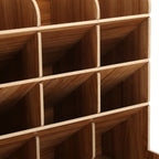 Wood Desktop Bookshelf Multi Function Pen Holder Stationery Box for Home Office Use(Cherry Wood Color )