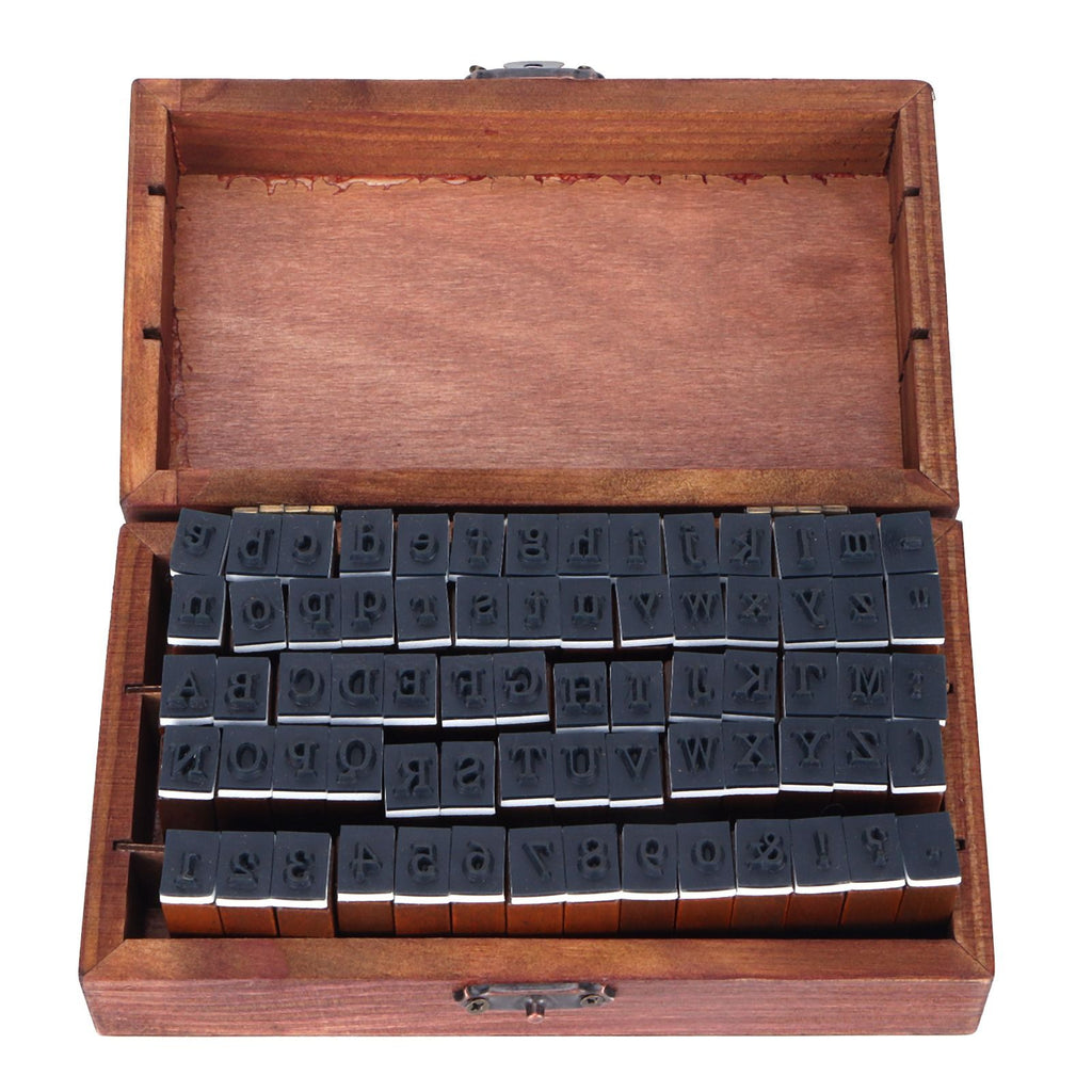 70Pcs/Set Stamps Kit Vintage Wood Alphabet Letter Number Stampers for DIY Scrapbook