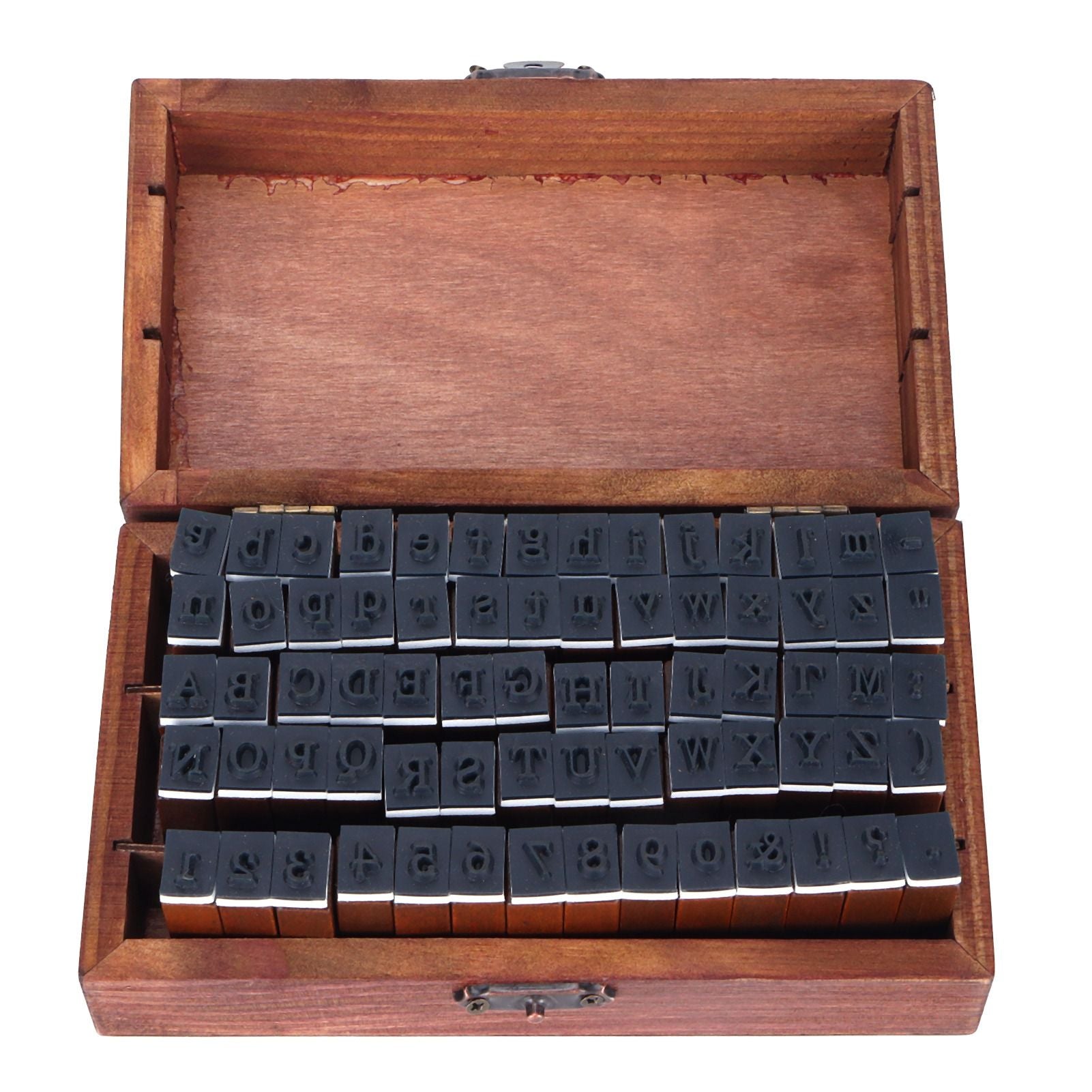 70Pcs/Set Stamps Kit Vintage Wood Alphabet Letter Number Stampers for DIY Scrapbook