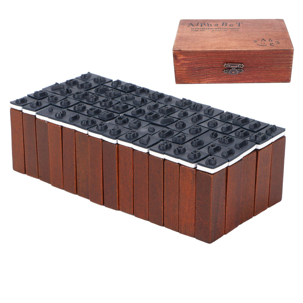 70Pcs/Set Stamps Kit Vintage Wood Alphabet Letter Number Stampers for DIY Scrapbook