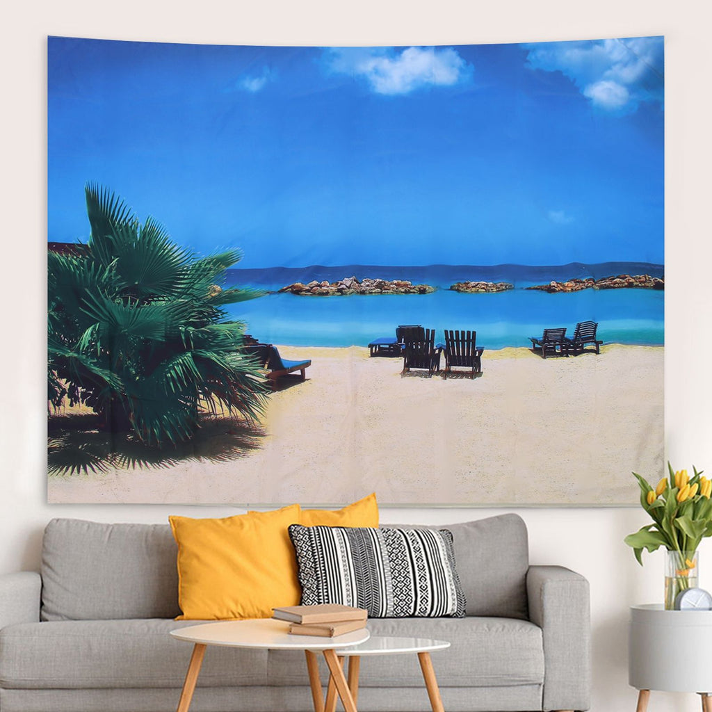 Wall Tapestry Beach Scenery Background Art Decoration for Home Living Room Bedroom200x150cm