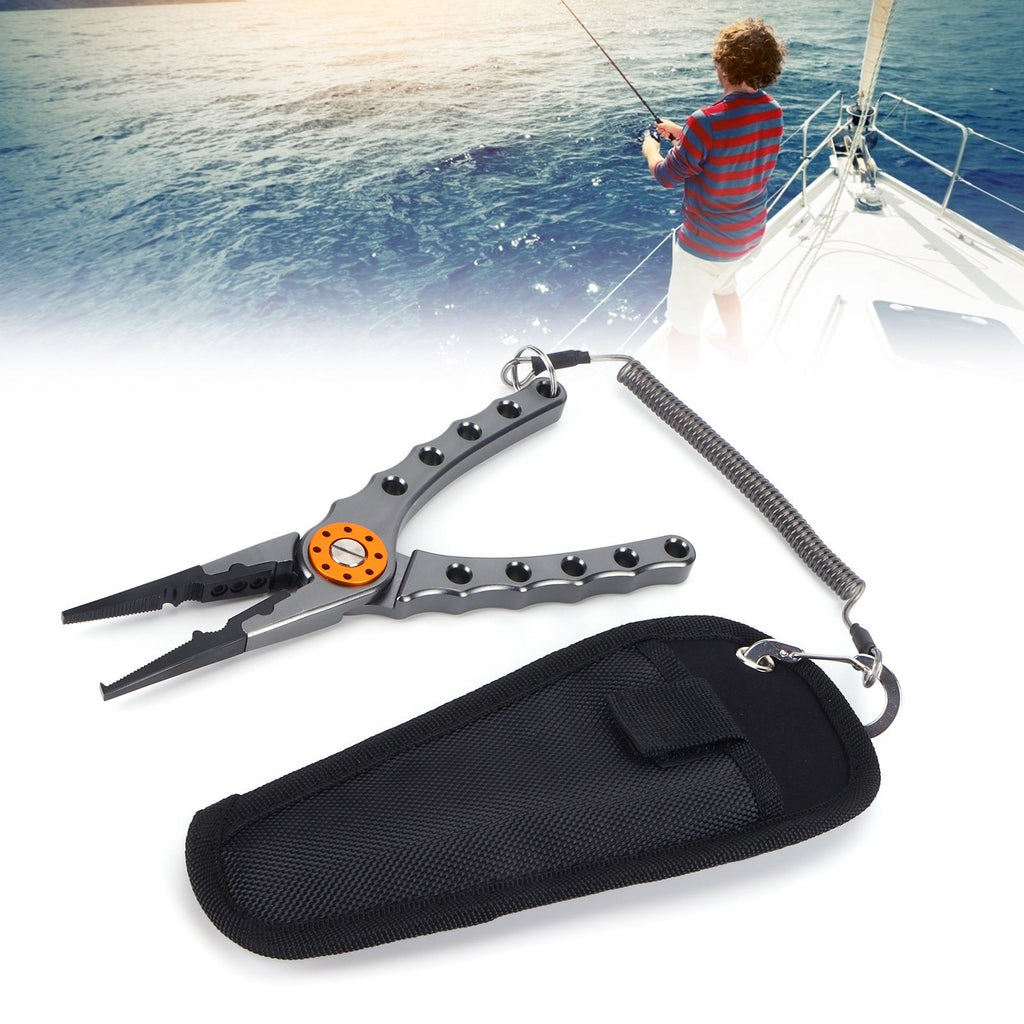 Fishing Lure Pliers Tongs Multifunction Aluminum Alloy Hook Remover Tool EquipmentGray