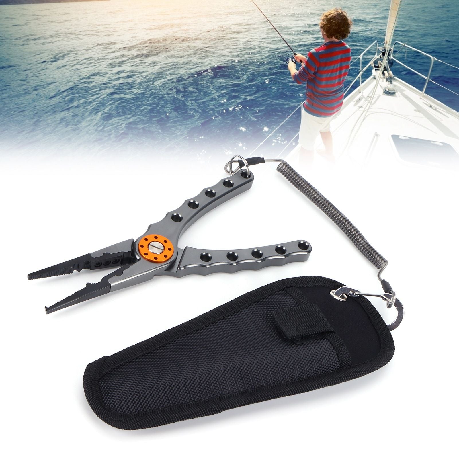 Fishing Lure Pliers Tongs Multifunction Aluminum Alloy Hook Remover Tool EquipmentGray