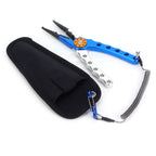 Fishing Lure Pliers Tongs Multifunction Aluminum Alloy Hook Remover Tool Equipment(Blue Silver )