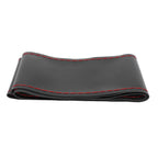 Universal Steering Wheel Cover with Needle Thread Protector for External Diameter of 3738cm(Black Red Thread )