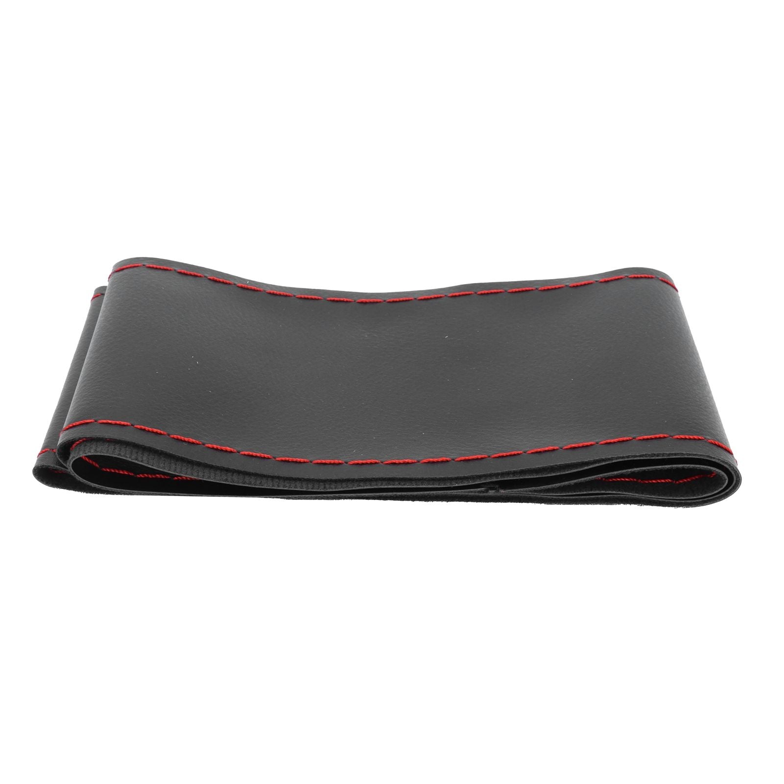 Universal Steering Wheel Cover with Needle Thread Protector for External Diameter of 3738cm(Black Red Thread )
