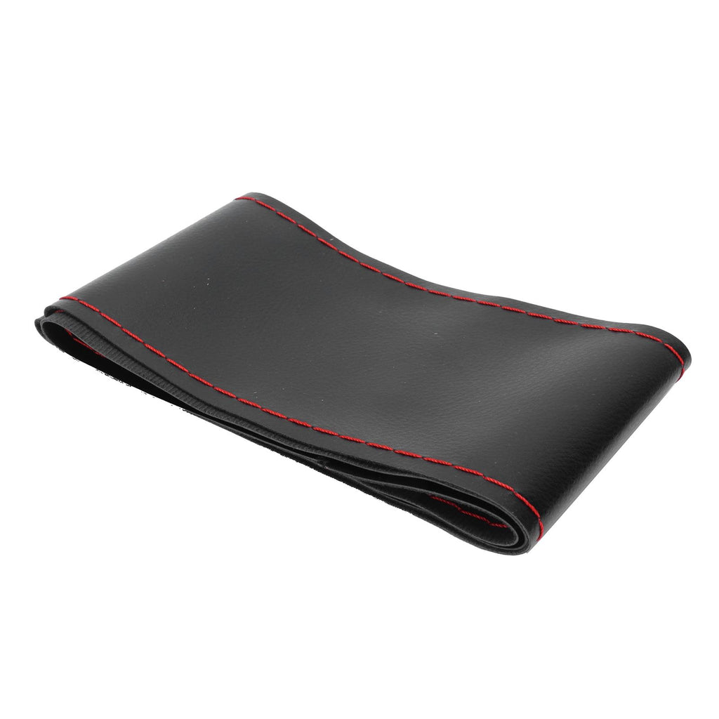 Universal Steering Wheel Cover with Needle Thread Protector for External Diameter of 3738cm(Black Red Thread )